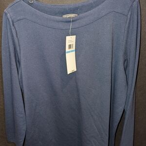 Rafaella Blue Fitted 3/4 Sleeve Blouse